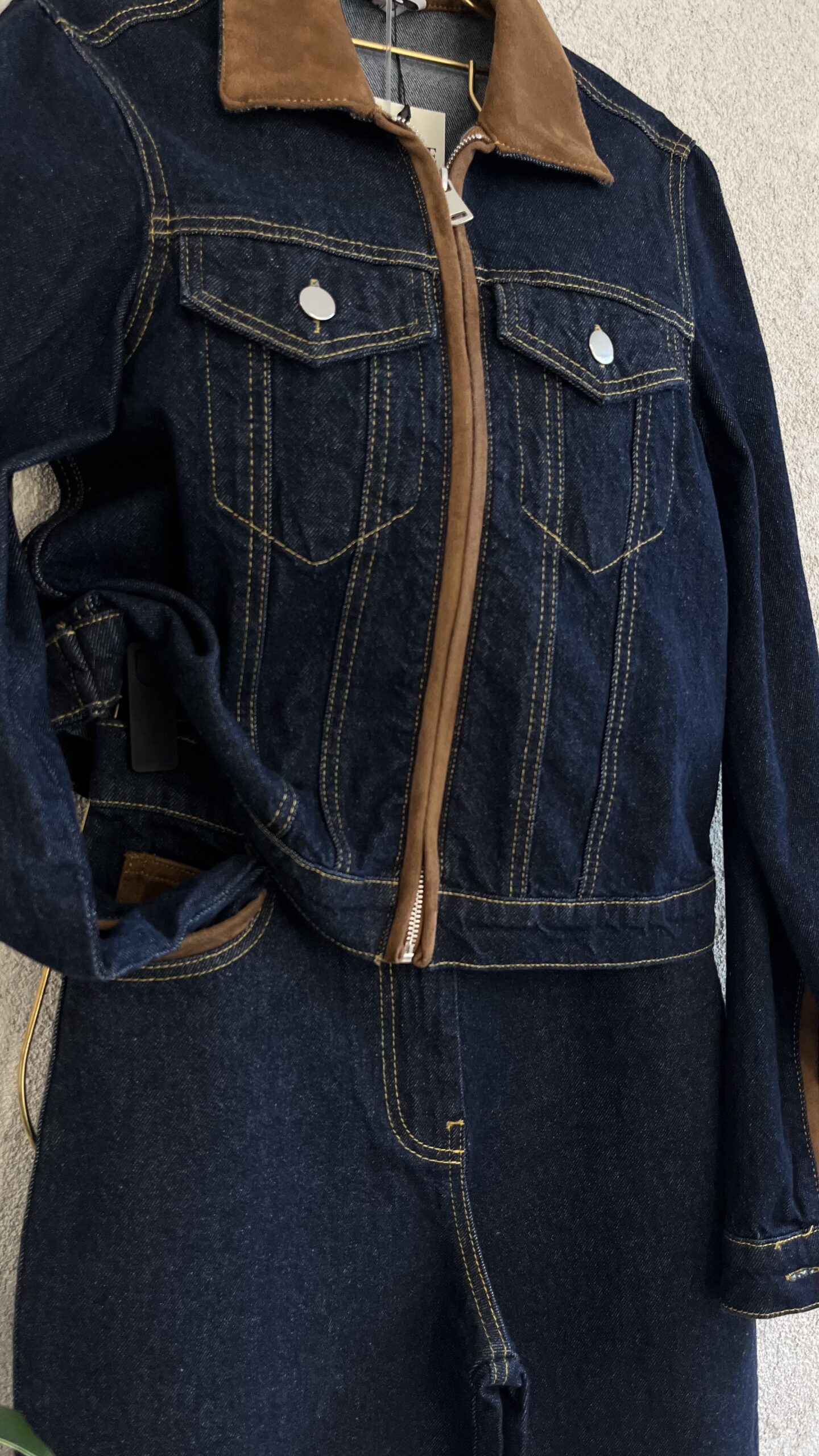 Süet Detaylı Kot Ceket