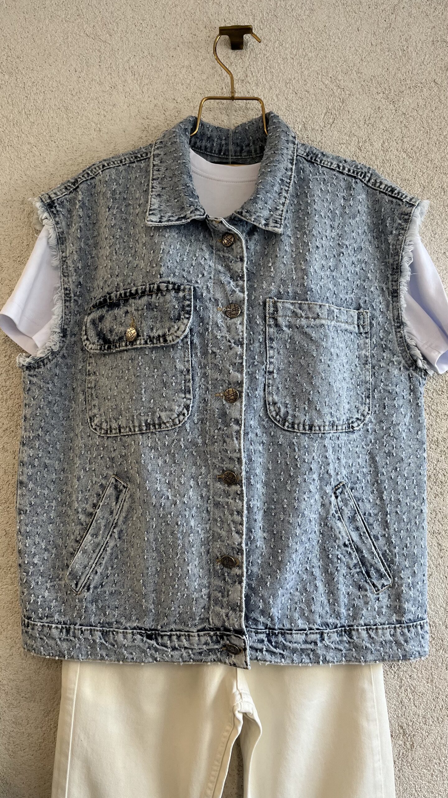 Full Taşlamalı Kot Yelek